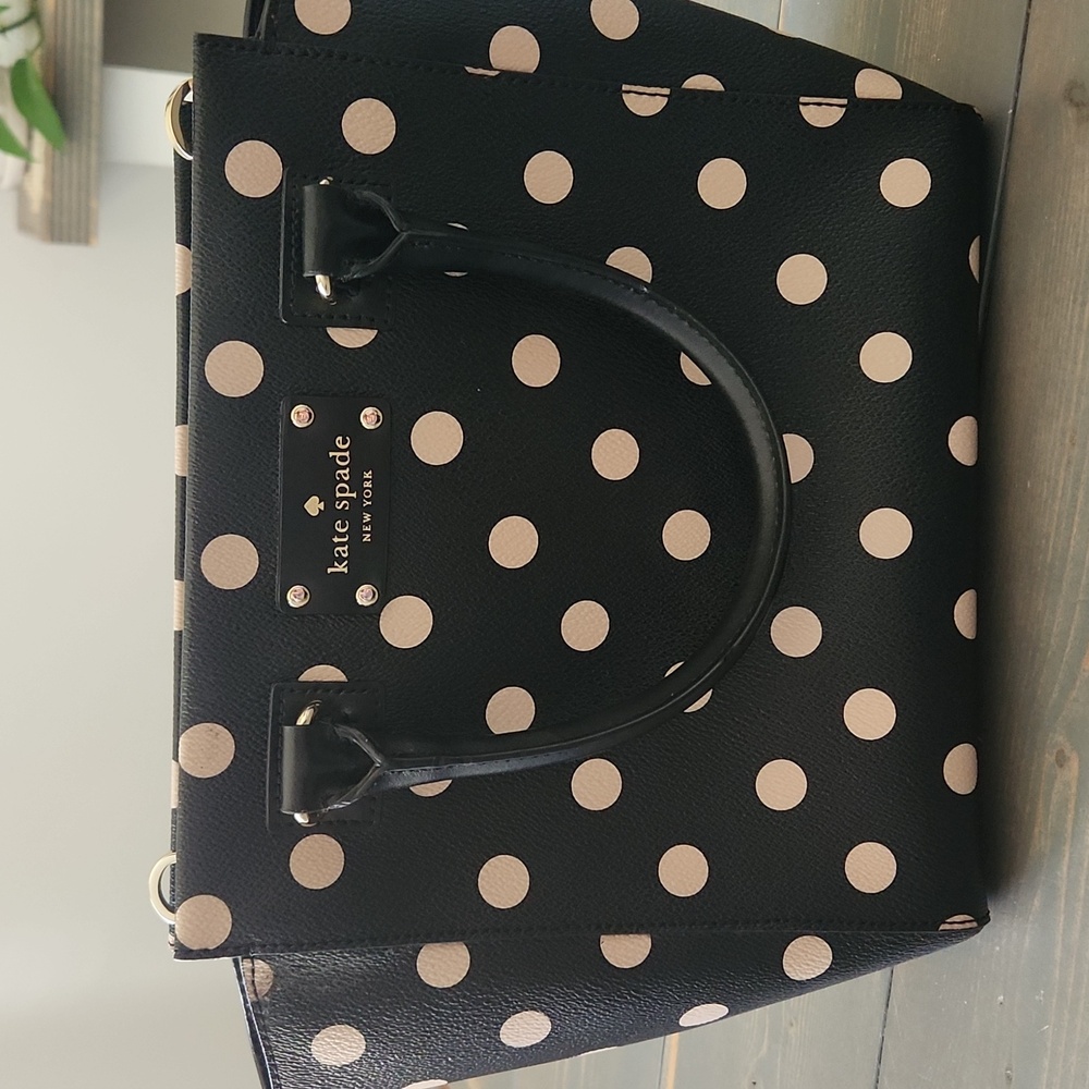 Kate Spade Black and Cream Polka Dot Tote Bag